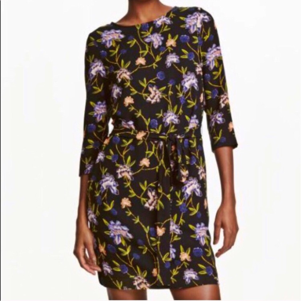 NWT H&M Black Purple Pink Green Floral Dress